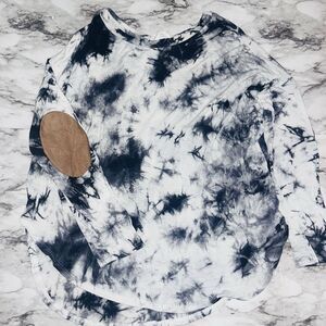Fantastic Fawn Long Sleeve Shirt Tie Dye Elbow Patch Black Women M Boho Artistic